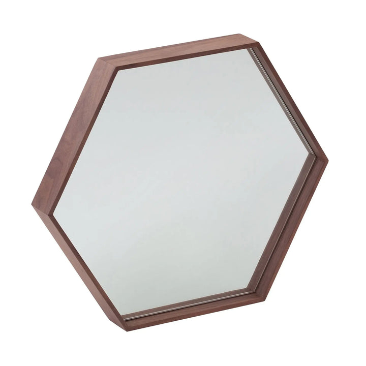 Espejo pared hexagonal nogal