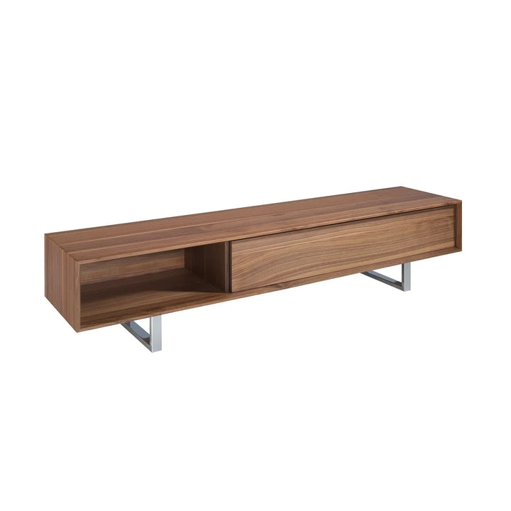 Mueble TV nogal y acero cromado