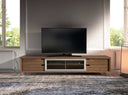 TV-Schrank aus Walnuss und verchromtem Stahl