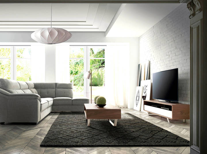 Mueble TV madera blanco, nogal y acero cromado - Mueble para TV - El Workshop - Natural