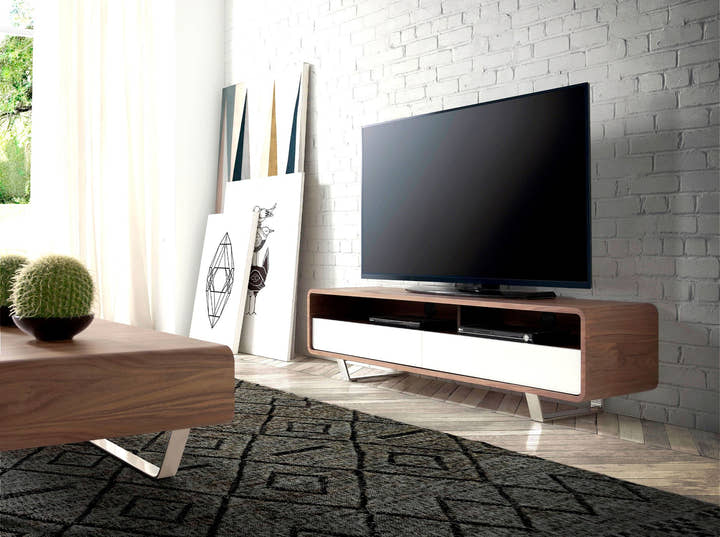 Mueble TV madera blanco, nogal y acero cromado - Mueble para TV - El Workshop - Natural