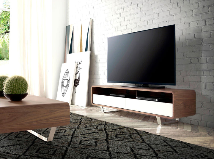 Mueble TV madera blanco, nogal y acero cromado - Mueble para TV - El Workshop - Natural