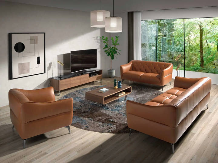 Mueble TV nogal, acero cromado y tapa de cristal negro - Mueble TV - El Workshop - Madera chapada