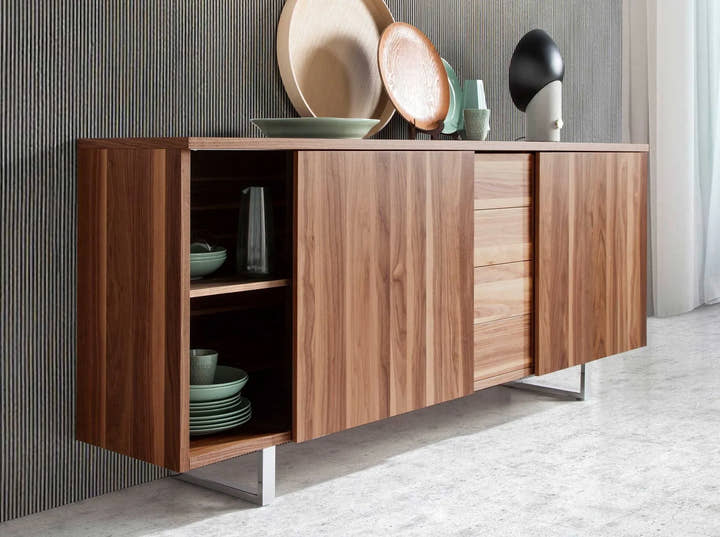 Aparador nogal y acero cromado - Aparador - El Workshop - nogal - natural