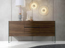 Walnut and tempered glass sideboard