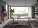 aparador alto nogal con tapa de cristal imitación mármol e iluminación interior, vista 4