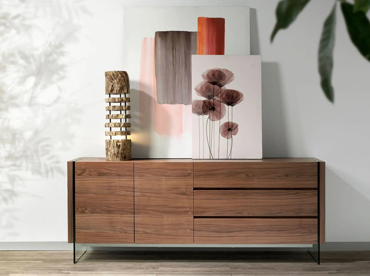 Aparador nogal y cristal templado