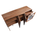Walnut and black steel sideboard with interior lighting