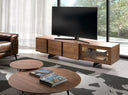 Mueble TV nogal y acero negro con iluminación interior
