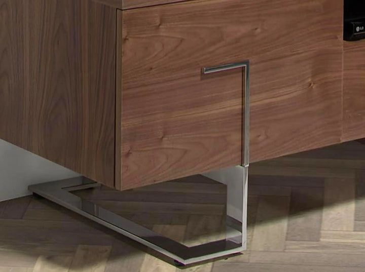 Mueble TV nogal y acero cromado