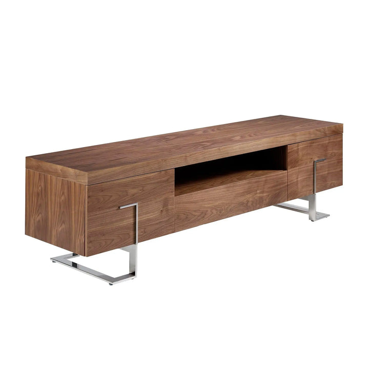 Mueble TV nogal y acero cromado