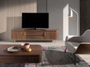 Mueble TV nogal y acero pulido dorado