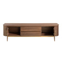 Mueble TV nogal y acero pulido dorado