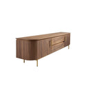 Mueble TV nogal y acero pulido dorado