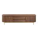 Mueble TV nogal y acero pulido dorado