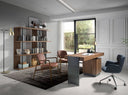 Walnut and darkened polished steel desk