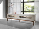 Mueble TV madera gris y nogal con iluminación interior