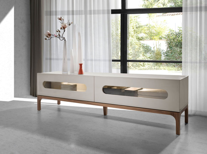 Mueble TV madera gris y nogal con iluminación interior - Mueble para TV - El Workshop-Gris