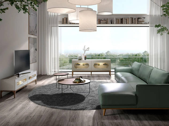 Mueble TV madera gris y nogal con iluminación interior - Mueble TV - El Workshop - gris - claro