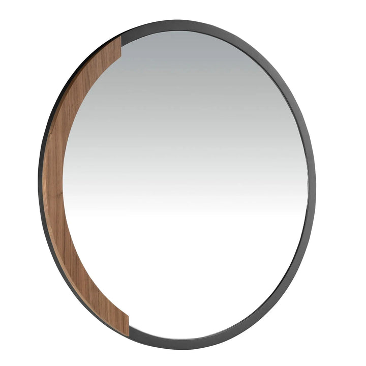 Ronde wandspiegel zwart staal