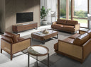 Walnut TV cabinet, mink metal steel and porcelain marble top