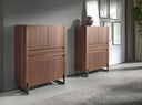High walnut and mink steel metal sideboard