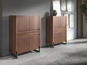 High walnut and mink steel metal sideboard