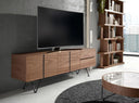 Mueble TV nogal y acero negro