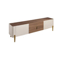 TV-Schrank in Walnuss, Beige, poliertem Goldstahl und Walnussplatte