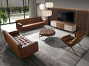 mueble tv nogal, beige, acero pulido dorado y tapa de nogal, vista 3