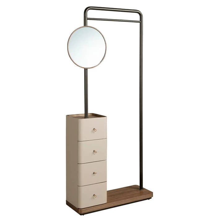 Perchero piel visón, nogal y acero negro con espejo - Perchero - El Workshop - vison