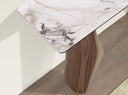 consola rectangular mármol porcelánico, acero arena metalizado y nogal, vista 2