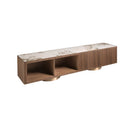 Mueble TV nogal, acero pulido dorado y tapa de mármol porcelánico - Mueble TV - El Workshop-200 x 45 x 42 Cm