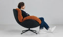 SILLÓN GIRATORIO MARRAKECH de poliesta anaranjado y polipiel negro estilo contemporaneo, foto de producto (2)