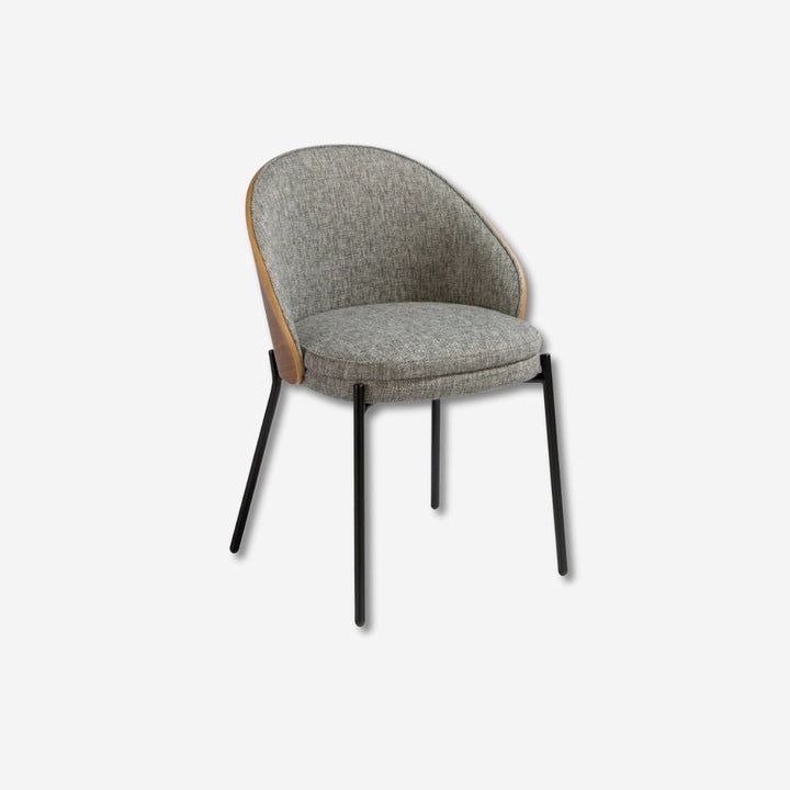 Gray and walnut fabric chair