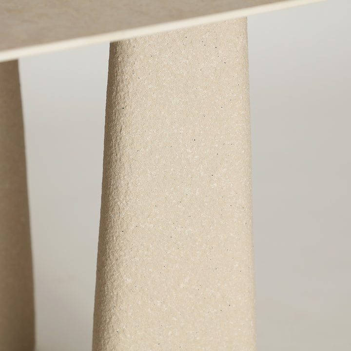 Mesa de comedor de piedra sinterizada en color blanco roto LATKY 180x90 cm