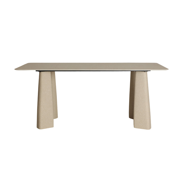 Mesa de comedor de piedra sinterizada en color blanco roto LATKY 180x90 cm