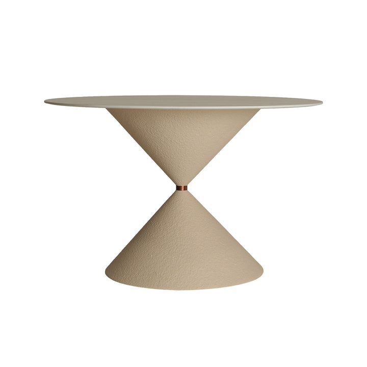Mesa de comedor de piedra sinterizada en color blanco roto LATKY 120x120 cm