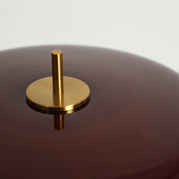 Lámpara de mesa de vidrio en color burdeos DETVA