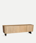 Mueble tv Alassio de madera de mango marrón claro sobre fondo gris de estudio (2)