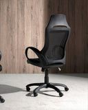 Black fabric swivel office chair