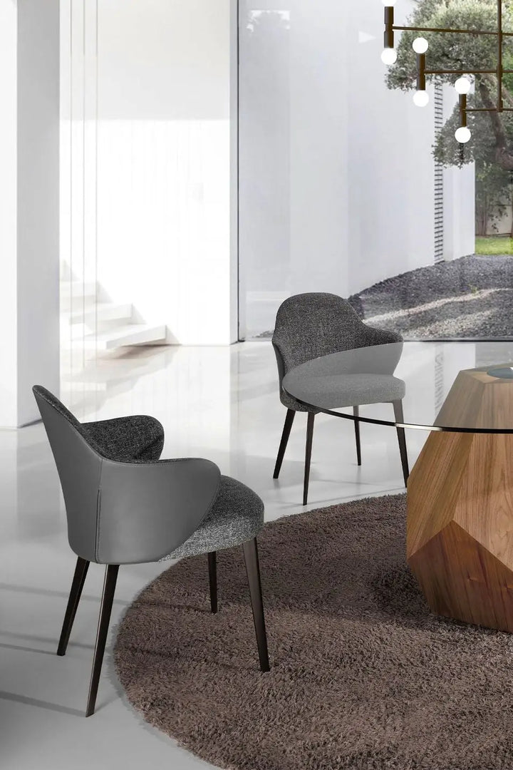 Dark grey fabric and leatherette chair