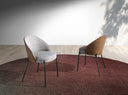 Gray and walnut fabric chair