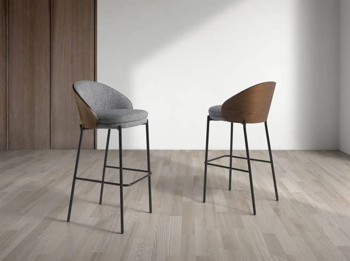 Taburete tela gris y nogal - Taburete - El Workshop - gris - claro