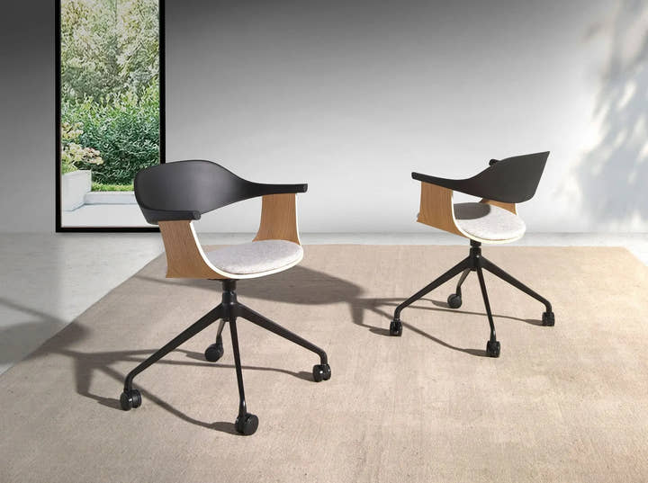 Silla oficina giratoria tela gris claro y pvc negro - Silla - El Workshop - negro