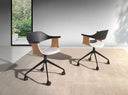 Swivel office chair in light grey fabric and black PVC
