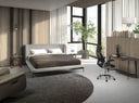 Black fabric swivel office chair