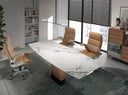 silla oficina giratoria polipiel marrón, vista 8