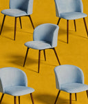 silla lula patas de madera tapizado azul claro