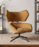 sillón giratorio privas tapizado en suave poliéster color ocre
